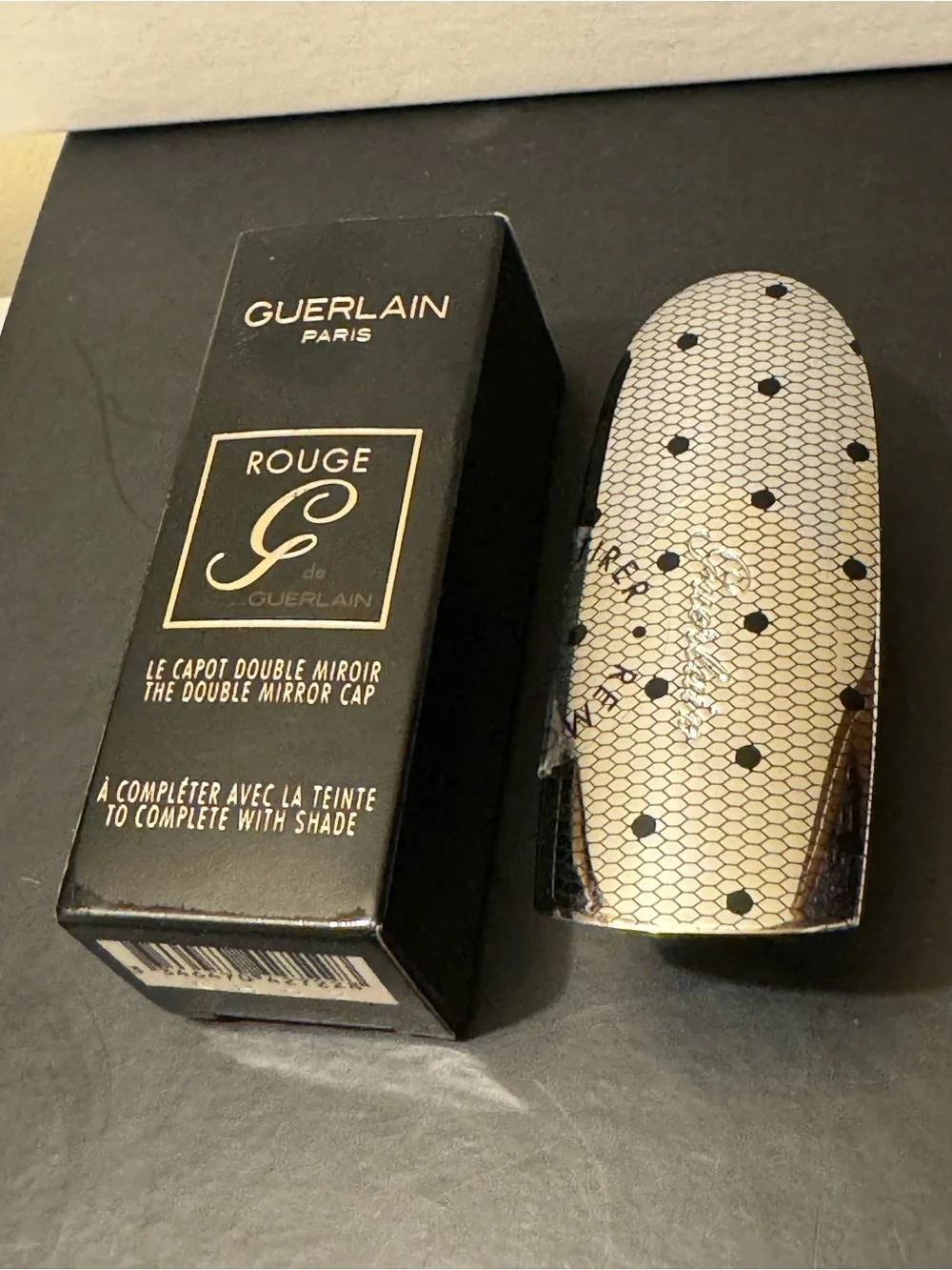 BNIB Guerlain Rouge G Lipstick Case - French Mademoiselle Fishnet Double Mirror